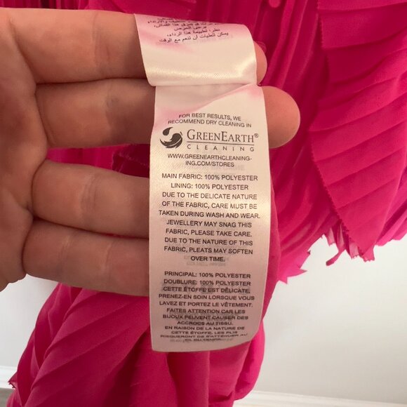 Self Portrait Women's Pleated Ruffle Chiffon Midi Dress Size 6 Color Pink - Picture 4 of 5